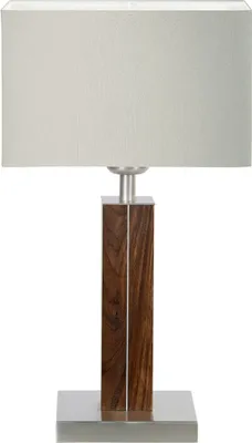 Produktbild von Dana Q Quadra Tischlampe Nussbaum geölt Baumwolle silbergrau