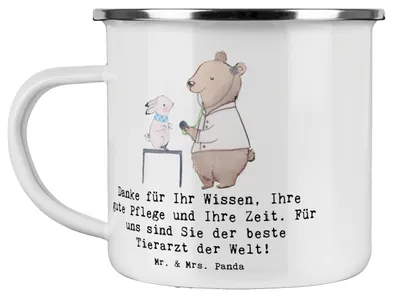 Produktbild von Mr. & Mrs. Panda Haferl Bester Tierarzt - Weiß - Geschenk, Pott, Wertschätzung, Tiermedizin Danke, Kaffeepott, Emaille Tasse, Teetasse, blechbecher, besondere Momente