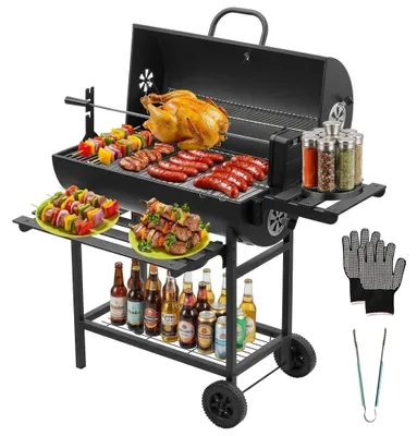 Zdjęcie produktu dla Grill węglowy XXL z termometrem - powierzchnia grillowania 2450 cm² - stal węglowa