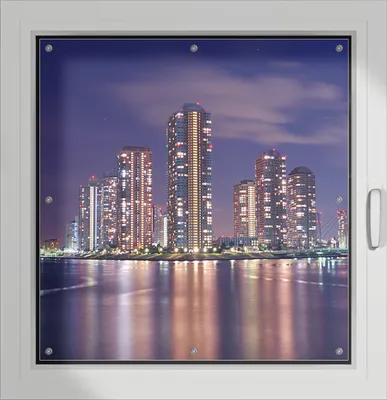 Produktbild von Wallario Lichtschutzbild, Dekorativer Sichtschutz Sonnenschutz 96 x 100 cm mit Motiv: Tokyo- Skyline bei Nacht - Verdunklung ohne Bohren