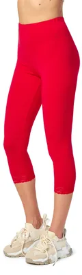 Image de Leggings capri 3/4 pour femme Merry Style en coton avec dentelle MS10-224 (rouge, L)