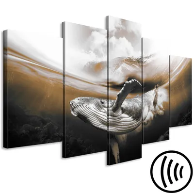 Immagine prodotto di Immagine acustica animali 200x100 cm immagini ad alte prestazioni fonoassorbente isolamento acustico tela non tessuta isolamento acustico 5 pezzi parete murale acustica ambiente isolamento acustico balena mondo subacqueo g-A-0227-b-o