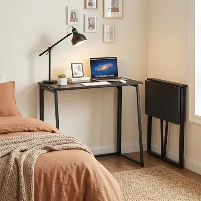 Image de Bureau rabattable de 80 x 40 x 75 cm, en bois, de couleur noire, pour bureau