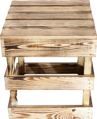 Produktbild von Stück Obstkisten-Online neuer geflammter/brauner Hocker aus Holz Pflanzenhocker Tisch Obstkiste Sitzhocker Braun Weinkiste