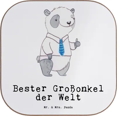 Produktbild von Mr. & Mrs. Panda Tischuntersetzer Panda Bester Großonkel der Welt - Weiß - Geschenk, Tassen Untersetzer, gläseruntersetzer, Coaster, weinuntersetzer, Tassenuntersetzer