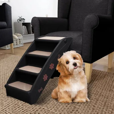 Produktbild von "im Angebot" Hundetreppe Klappbar Schwarz 62x40x49,5 cm - Sonstiges Hundezubehör CC1278
