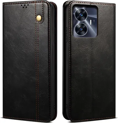 Produktbild von Realme C55 Hülle, Leder Flip Brieftasche Schutzhülle mit Standfunktion für Realme C55 Schwarz