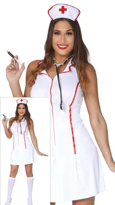 Immagine prodotto di Costume da infermiera, costume da medico, vestito per festa di addio al celibato, taglia: 42 - 44 (L) colore: bianco