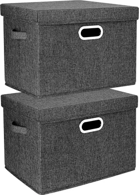 Produktbild von Große Faltbare Waschbare Aufbewahrungsbox mit Deckel 44x30x29 cm Set von 2 Schwarz
