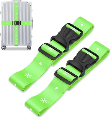 Imagen del producto de Correas para equipaje, 2 unidades, ajustables, de color verde, para viajes y maletas