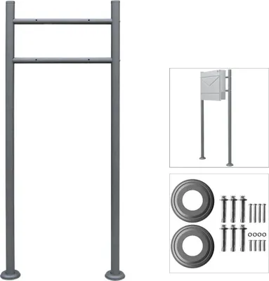A product image showing a mailbox stand and its components.