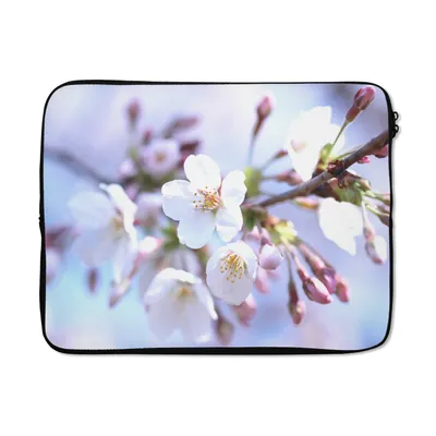 Produktbild von MuchoWow® Laptop Hülle 17 Zoll Laptoptasche Blumen - Sakura - Zweig - Zipper - Schutzabdeckung