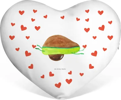 Produktbild von Mr. & Mrs. Panda Kuschelkissen Avocado Yoga - Weiß - Geschenk, Bauch, Dekokissen Herzform, Sport, Hilfe, Herz Kissen, Humor, Sofakissen, Haha