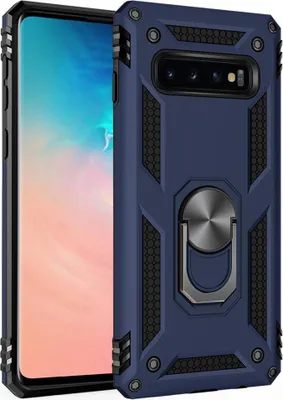 Produktbild von LaimTop Galaxy S10 Hülle, Hybrid Robuste Rüstung Drehbarer Ring Halter Ständer Dual Layer Hard PC + TPU Stoßfest Schutzhülle für Samsung Galaxy S10 Navy