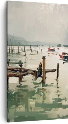 Produktbild von Bild auf Leinwand - Leinwandbild - Boot Ufer Brücke - 45x80cm - Wand Bild - Wanddeko - Wandbilder - Leinwanddruck - Bilder - Kunstdruck - Wanddekoration - Leinwand bilder - Wandkunst - PA45x80-3829