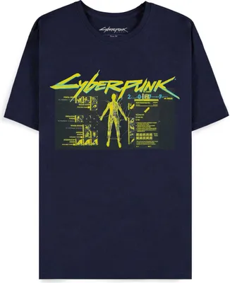 Produktbild von Cyberpunk T-Shirt Herren 2077 - Vitruvian Man navy XL