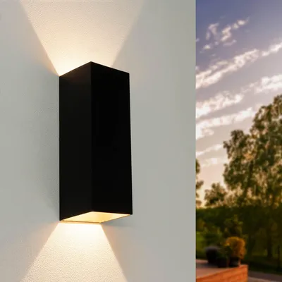 Produktbild von Ledvion LED Wandleuchte 9W Warmweiß IP54 Schwarz & Quadratisch 800lm