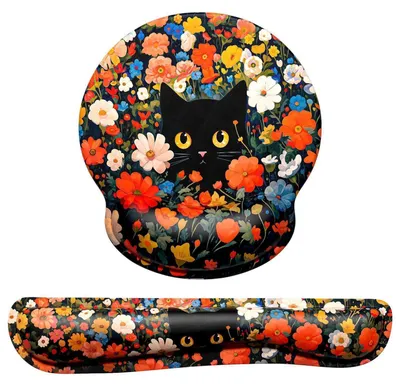 Image de Support pour poignet d'ordinateur et tapis de souris avec repose-poignet, en mousse à mémoire de forme, avec base antidérapante, 43,2 cm