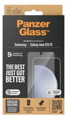 Zdjęcie produktu dla PanzerGlass ® Screen Protector Samsung Galaxy S24 FE | Ultra-Wide Fit w. EasyAligner, Samsung, Samsung - Galaxy S24 FE 5G, Aplikacja na sucho, Odporny na zadrapania, Odporny na wstrząsy, Przezroczysty, 1 szt.