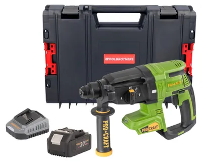 Produktbild von Procraft PHA40bb Akku Bohrhammer 20 V 2,6 J SDS plus Brushless + 1x Akku 4,0 Ah + Ladegerät + RHINO Toolcase