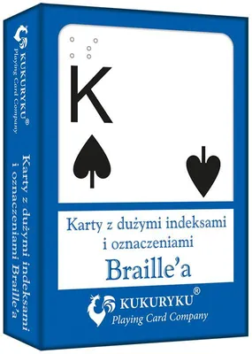 Zdjęcie produktu dla Karty do gry niebieskie z dużymi indeksami i znakami Braile'a