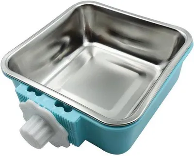 Obrázok produktu pre Zavesená miska z nehrdzavejúcej ocele, miska 2 v 1 pre psov a mačky, modrá, pre šteniatka, mačky, vtáky, králiky, škrečky, morčatá