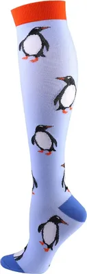 Produktbild von BeinFit™ Kompressionsstrümpfe Stützstrümpfe Damen Kompression Thrombose Socken: Light Blue Penguin / 40.5-45 (L-XL)