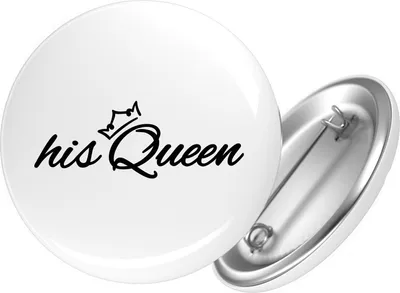 Produktbild von Huuraa Button his Queen Krone 25mm rund mit Sicherheitsnadel Ansteckbutton Geschenkidee