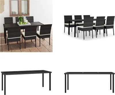 Produktbild von vidaXL 7 tlg. Garten Essgruppe Poly Rattan Schwarz - Garten-Essgruppe - Garten-Essgruppen - Sitzgruppe - Sitzgruppen