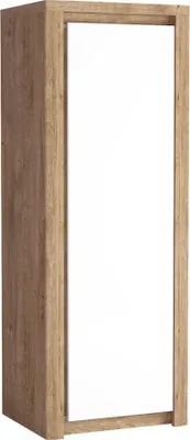 Produktbild von Bettso Schrank Drehtürenschrank Kleiderschrank mit Kleiderstang 72,5 x 197 cm LIVINIO Weiß Glanz + Eiche