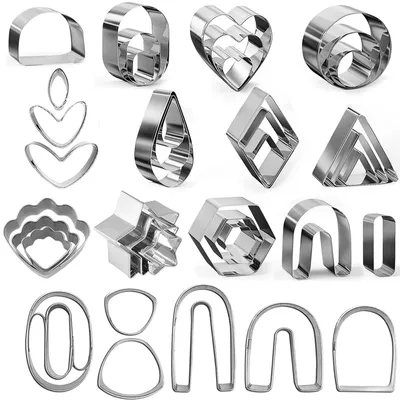 Produktbild von Mini-Ausstechformen aus Polymerclay, 39-teilig, aus Edelstahl, ideal für die Schmuckherstellung und andere Dekorationen. Ein DIY-Werkzeug für Kekse, Plätzchen, Tortendekorationen und Schmuck.
