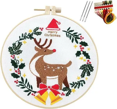 Produktbild von Borduurset für Anfänger, Kerstdekorationen für Erwachsene, Dekorationsbordüre für Heimtextilien