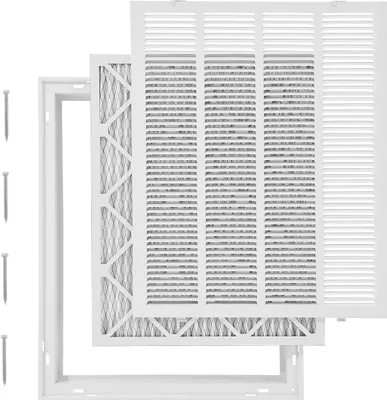 Produktbild von VEVOR Lüftungsgitter 57,4x70,2x4cm, für Einbauöffnungen 50x63 cm (B x H), inklusive Filter, Wandabluftgitter, Lamellengitter aus Stahl