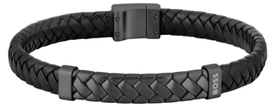 Image de Bracelet en cuir noir pour homme Tailored 1580676 - Longueur : 19 cm.