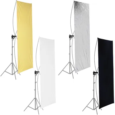 Produktbild von Neewer 90 x 180 cm Foto Studio Flat Panel Light Reflektor mit 360 Grad drehbar Halterung und Tragetasche - Gold/Silber und Schwarz/Weiß