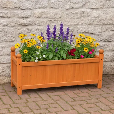 Produktbild von Holz-Pflanzkasten in Braun Blumenkübel für Garten, Terrasse und Balkon