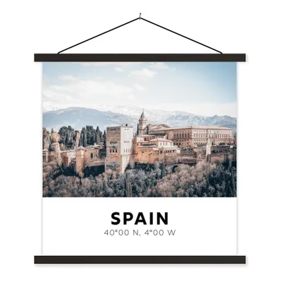 Produktbild von MuchoWow® Textilposter Spanien - Bauwerke - Berge 120x120 cm mit schwarzem Rahmen - Aufhängungsset