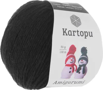 Produktbild von 50g Strickgarn Kartopu Amigurumi   Strickgarn Häkelgarn Amigurumiwolle Farbwahl, Farbe:K940 schwarz
