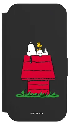 Produktbild von NIVOCASE Klapphülle für Apple iPhone 15 Pro  Handyhülle aus Kunst Leder NIVOflip schwarz Hund Peanuts Snoopy