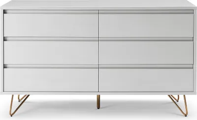 Produktbild von SalesFever Kommode breit | 6 Schubladen ausziehbar | Beine Metall mit Messinglegierung | B 120 x T 40 x H 70 cm | weiß