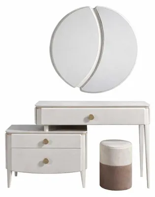 Immagine prodotto di Set da camera da letto moderno bianco: letto, comodino, toletta e specchio