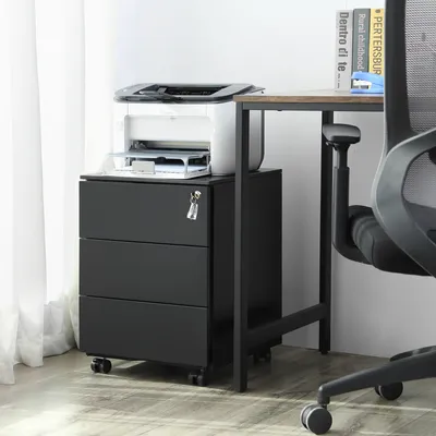 Produktbild von SONGMICS Rollcontainer, Rollcontainer Aktenschrank Büroutensilien, schwarz