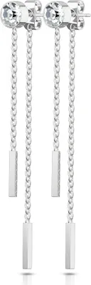 Produktbild von viva-adorno 1 Paar Damen Ohrstecker Ohrringe Zirkonia Ketten Edelstahl verschiedene Farben Z526,silber