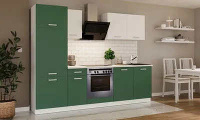 Obrázek produktu pro Rovná kuchyňská linka 260/260 cm ZAIRA - zelená / bílá