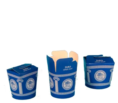 Produktbild von Gyrosbox in neutralem Blau und Weiß, 500 ml