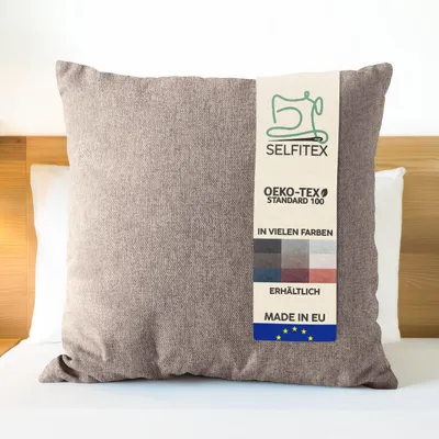 Produktbild von Selfitex Dekokissen XXL 80x80 inkl. Füllkissen, kuschelweiches Lesekissen, Rückenkissen, Sofakissen, für Couch, Bett (Farbe: Hellbraun)