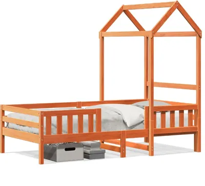 Obrázek produktu pro vidaXL Postel z masivu se střechou voskovaná hnědá 90x190 cm borovice