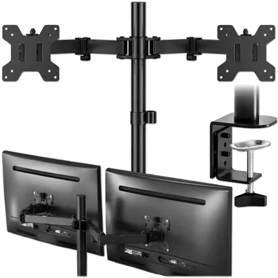 Monitorhalterung für 2 Monitore, Tischhalterung, 13-27 Zoll, 2-9 kg, schwarz