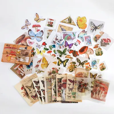Produktbild von Vintage Sticker Set – 60 Stück Scrapbook DIY Aufkleber für Journaling & Basteln