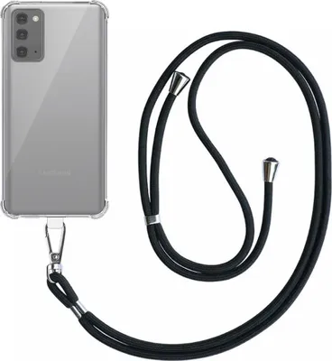 Produktbild von Smartphonica Handyhülle geeignet für Samsung Galaxy Note 20 Transparent Stoßfest mit abnehmbarem Universal Telefonkabel - Backcover Case Silikon ShockProof mit Lanyard